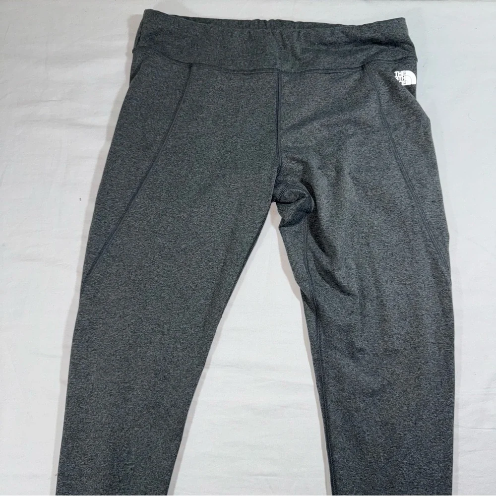 The North Face Womens Grey Heather Ruched Calf‎ Activewear Leggings Size Large